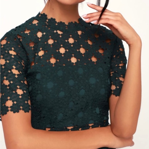 Heartfelt Green Lace Bodycon Midi Dress - Picture 5 of 5